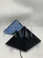 Pair of vintage blue glass pyramid table lamps, 1970s