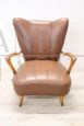 Vintage brown leatherette armchair, 1950s