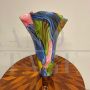 Large multicolored Murano glass flower vase, 1980s