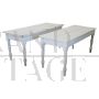 Pair of antique rustic tables in white lacquered poplar, 19th century