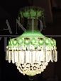 Vintage chandelier in decorated glass and Bohemian crystals, 1950s