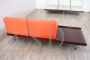 Saporiti sofa set in white and orange eco-leather, Italy 1960s