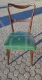 Set of 4 vintage Papillon chairs in wood and green skai