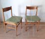 Pair of vintage Scandinavian style chairs in ash and green fabric