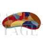 Glamorous curved multicolor color block three seater sofa     