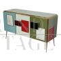 Vintage style multicolored glass sideboard
