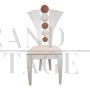 Fan-shaped design chair in ivory eco-leather