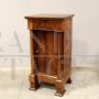 Antique Empire bedside table from the 19th century in walnut with columns 