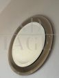 Lupi Cristal Luxor vintage round mirror in beveled crystal, Italy 1970s