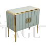 Sideboard in white Murano glass and brass, 1980s