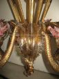 Murano blown glass chandelier with eight lights