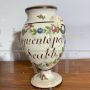 Pair of antique painted apothecary jars from the late 18th century