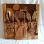 Large wooden panel with representation of the Nativity, 1980s