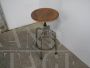 Industrial swivel stool in wood and iron with 4 legs, 1960s