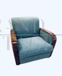 Pair of Art Deco armchairs in light blue fabric