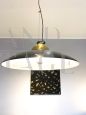 Chandelier in brass and black lacquered metal, Italy 70s