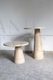 Pair of Eros series coffee tables by Angelo Mangiarotti in travertine marble