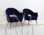 Vintage design living room set with blue bouclé sofa and armchairs, 1970s
