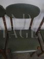 Set of 6 chairs in beech and green imitation leather, 1950