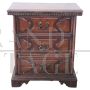 Antique solid walnut bedside table from the 18th century                            