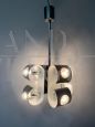 Reggiani chrome chandelier with 8 lights, Italian space age from the 70s        
