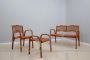Vienna straw bench sofa and armchair set from the 1940s