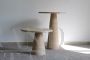 Pair of Eros series coffee tables by Angelo Mangiarotti in travertine marble