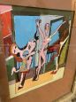 Modern art painting from the 50s signed Arp, tempera on canvas         