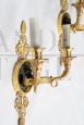 Pair of antique Empire wall lamps in gilded and satin bronze