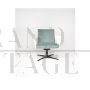 Vintage 70s swivel armchair in light blue velvet