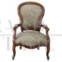 Antique Louis Philippe walnut upholstered armchair, 19th century