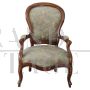 Antique Louis Philippe walnut upholstered armchair, 19th century