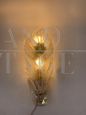 Pair of leaf wall lights appliques in etched Murano glass, attr. Barovier