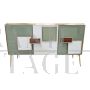 Vintage style three-door sideboard in sage green glass
