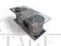 Steel and glass coffee table in the François Monnet style, 1970s