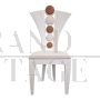 Fan-shaped design chair in ivory eco-leather