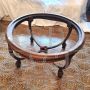 Round coffee table from the late 19th century in carved wood and marble
