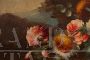 Antique Italian Lombard oil painting on canvas depicting Still Life with flowers
