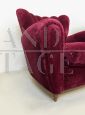 Pair of 1940s Art Deco armchairs in burgundy velvet
