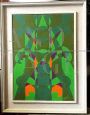 Totem, painting by Fernando Gutierrez, second futurism, oil on canvas 1969