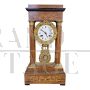 Empire portal clock in inlaid walnut, mid-19th century