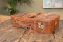 Vintage Leather Suitcase with Travel Stickers