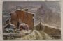 Snowy landscape, oil painting on cardboard, 20th century, signed