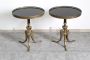Pair of Art Deco coffee tables in bronze and black glass