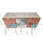 Three-door sideboard in colored artistic glass
