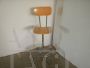 High stool in wood and metal with backrest and footrest, 1950s