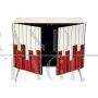 Design two-door sideboard in white and red glass, 1980s