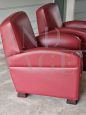 Pair of Frau armchairs model Tabarin in red leather