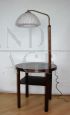 Vintage floor lamp with wooden reading table, 1950s