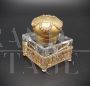 Rare antique Napoleon III writing set in gilt bronze and crystal